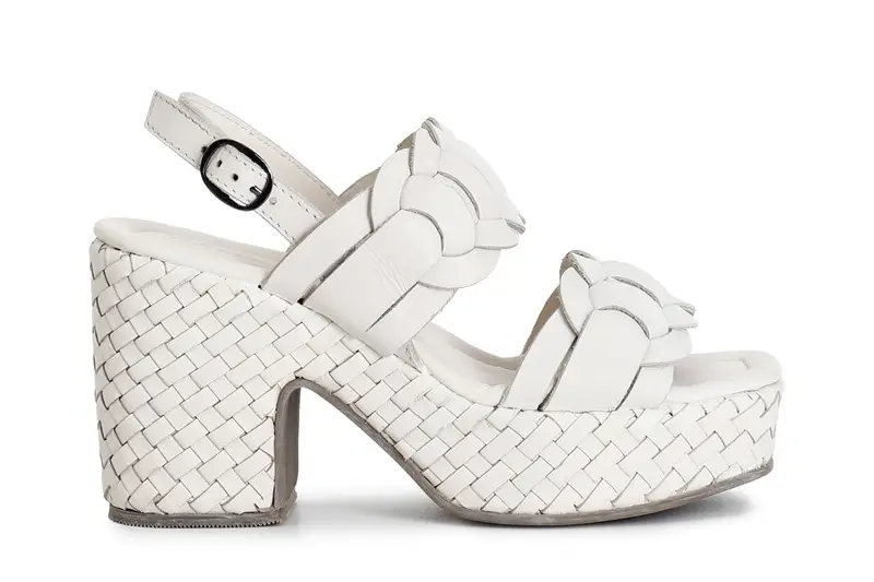 sandali doppia fascia in pelle zeppa intreccio osso 37