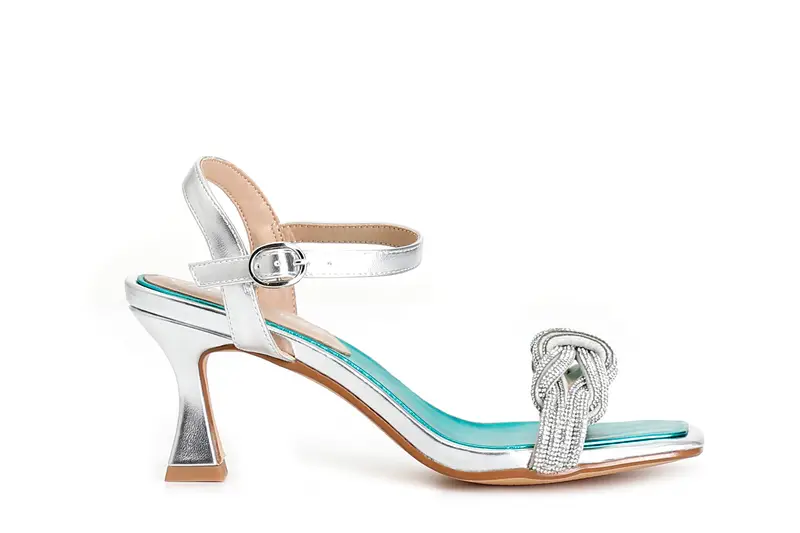 sandali doppio nodo con strass argento