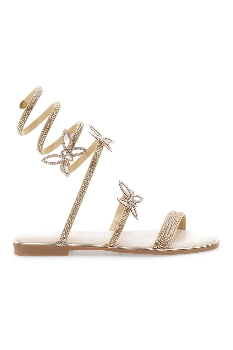 Sandali dorati con applicazioni floreali e spirale Mon Dieu 691 miniatura 2