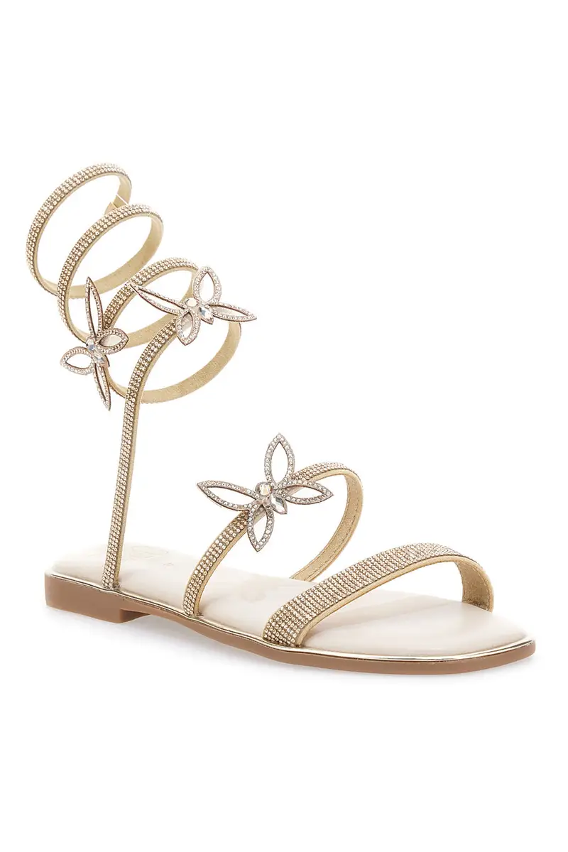 Sandali dorati con applicazioni floreali e spirale Mon Dieu 691 miniatura 3