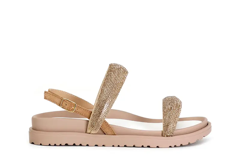 sandali due fasce con strass platino