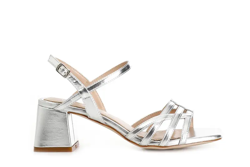 sandali effetto laminato a gabbia argento 37