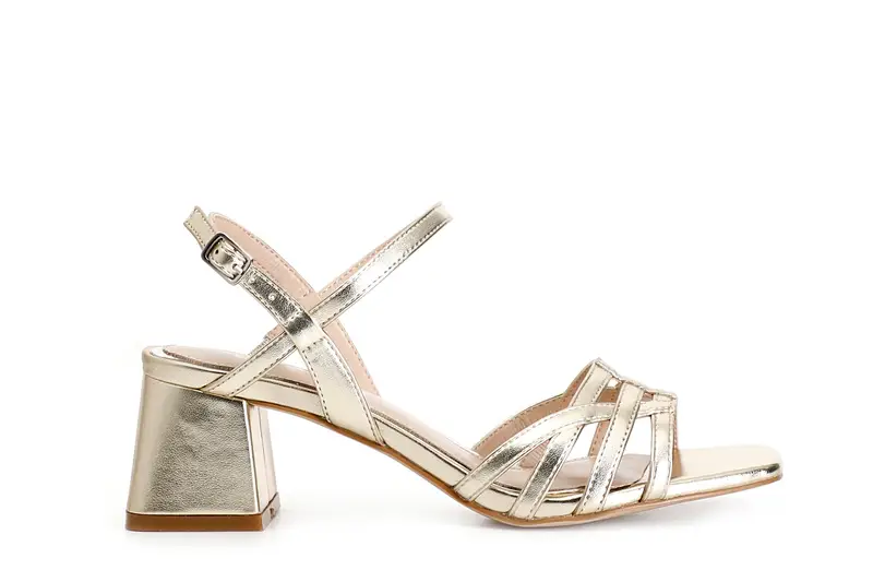sandali effetto laminato a gabbia platino 36
