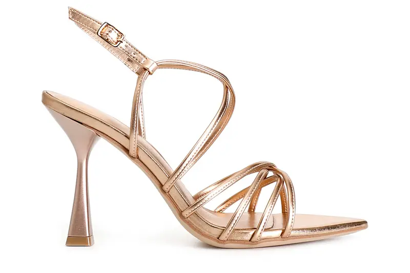 sandali effetto laminato con listini incrociati pesca