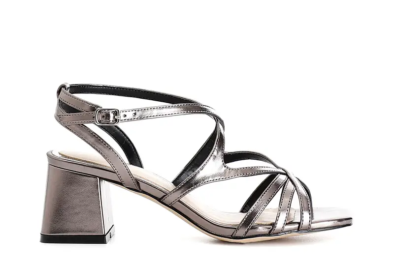 sandali effetto laminato laccini incrocio antracite 37
