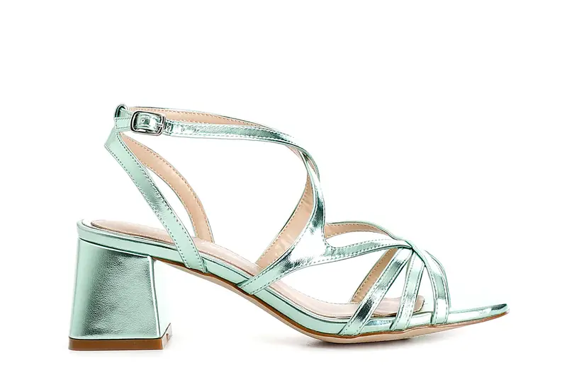 sandali effetto laminato laccini incrocio verde 39