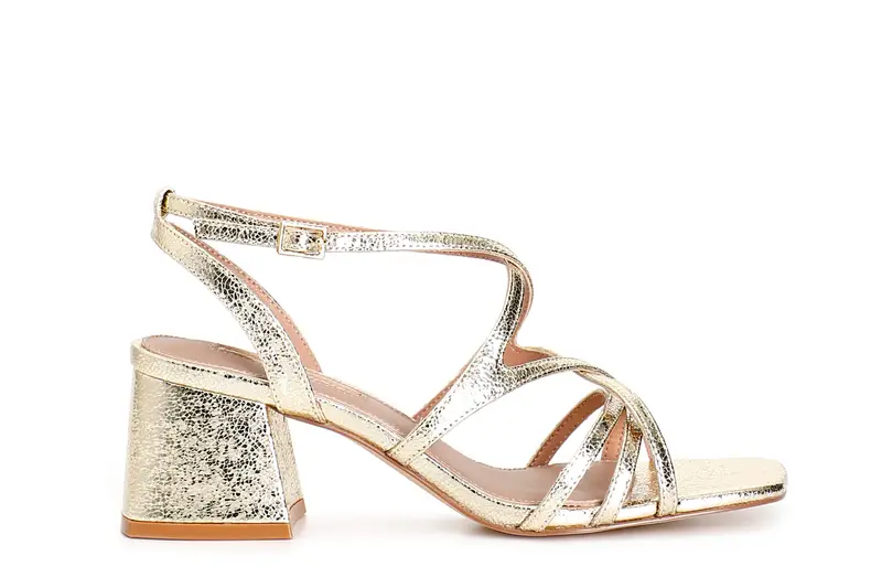 sandali effetto metallico con incrocio platino 37