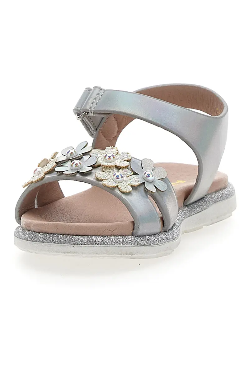 Sandali Eleganti Argento con Fiorellini Pitt Kids 392411 miniatura 3