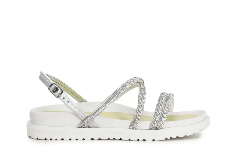 sandali fasce con strass argento