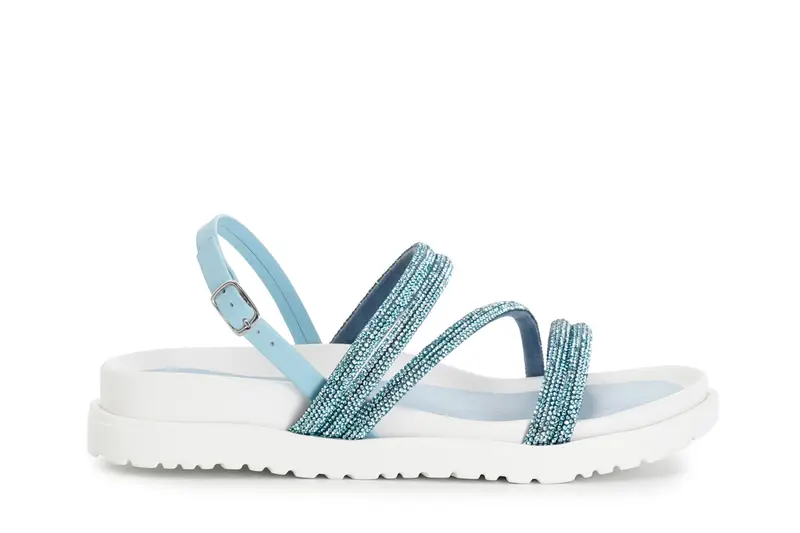 sandali fasce con strass celeste
