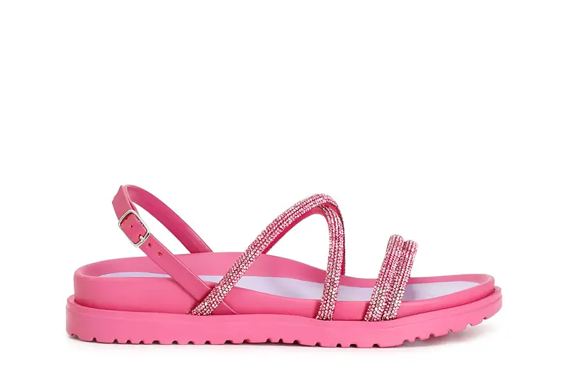 sandali fasce con strass fuxia