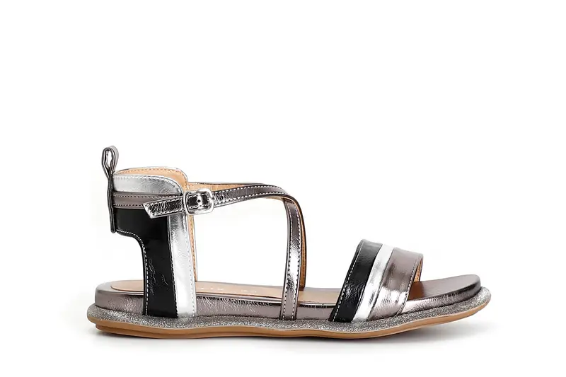 sandali fasce incrocio in sintetico laminato multi antracite