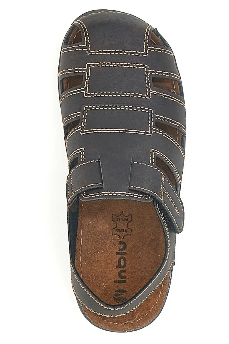 Sandali fisherman marroni con cuciture a contrasto INBLU 2235 miniatura 3