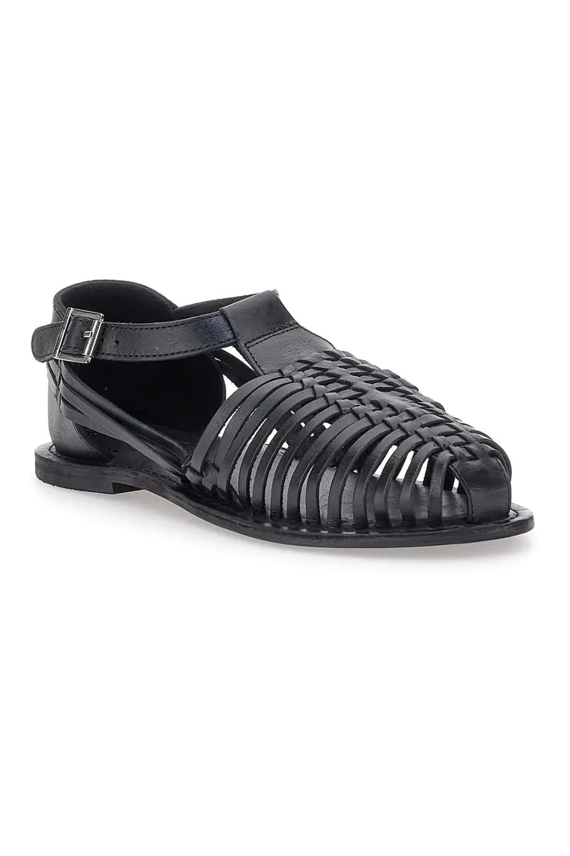 Sandali Fisherman Neri Con Suola Flat Pittarello Look 5022 miniatura 2