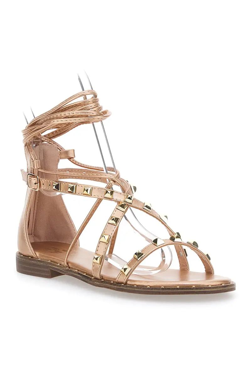 Sandali Flat alla Schiava Oro Rosa Con Inserti Metallici Me & Me 1531 miniatura 2