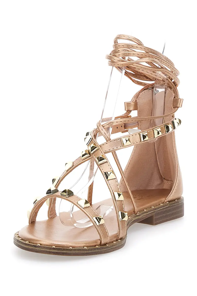 Sandali Flat alla Schiava Oro Rosa Con Inserti Metallici Me & Me 1531 miniatura 3