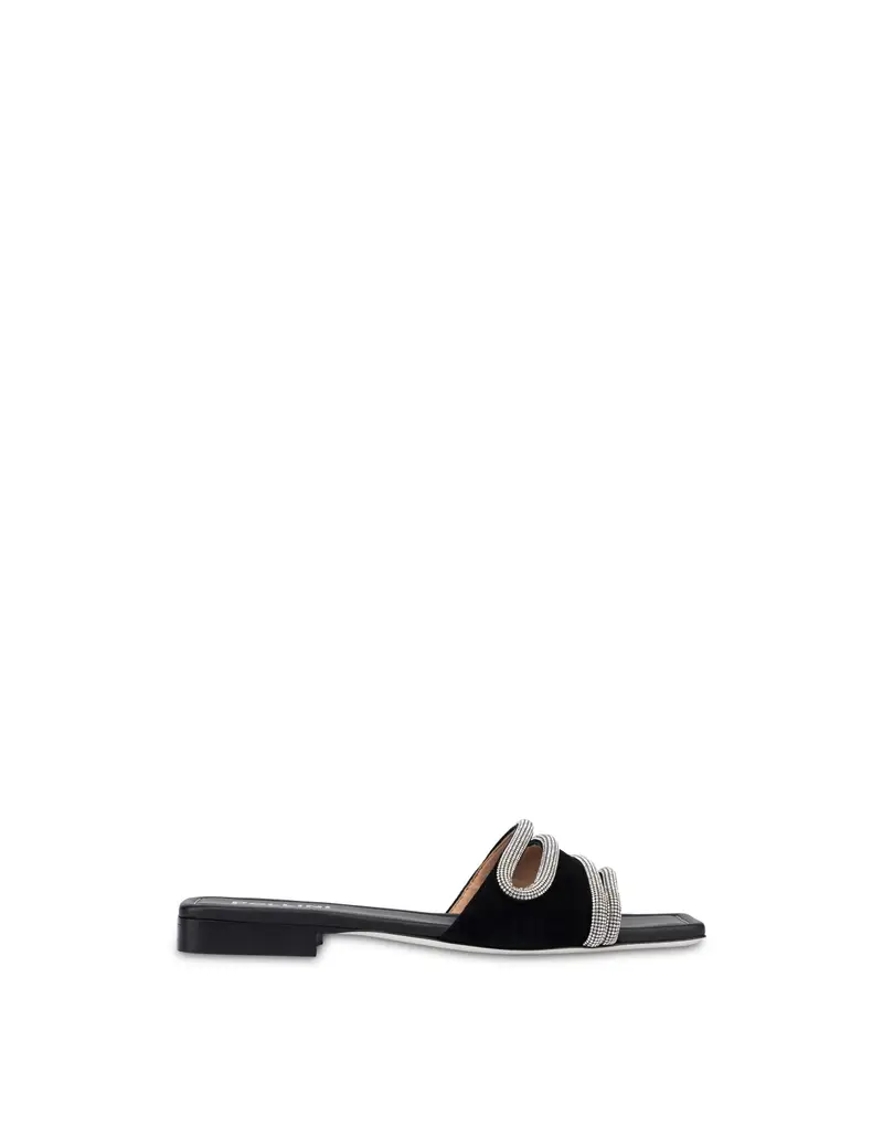 Sandali flat in camoscio Bling Bling BLACK, 37, Pollini