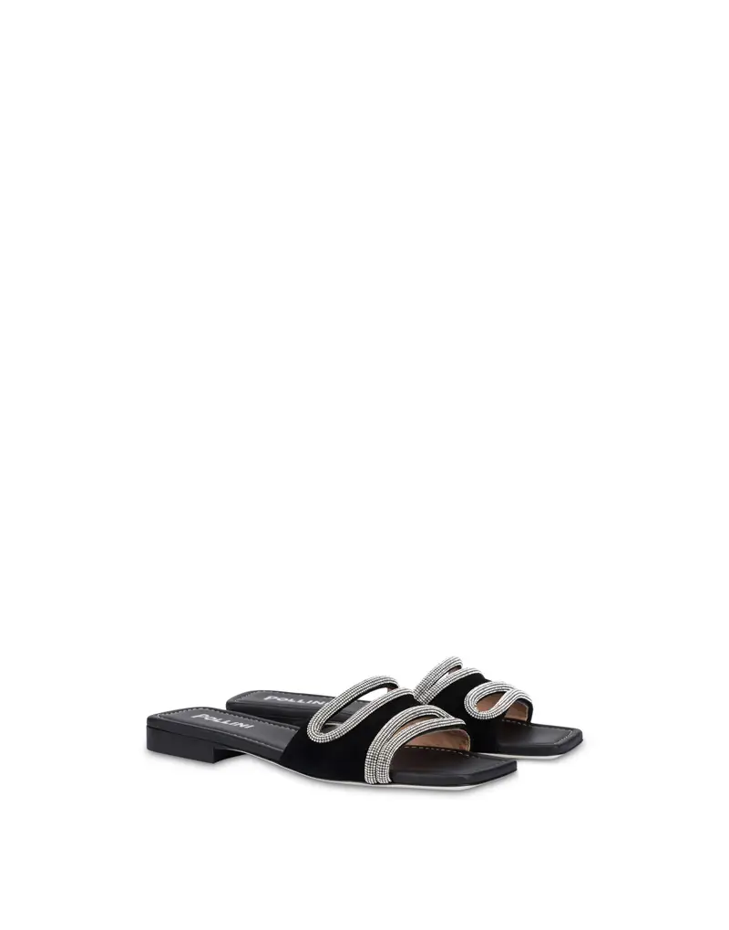 Sandali flat in camoscio Bling Bling BLACK, 37, Pollini miniatura 2
