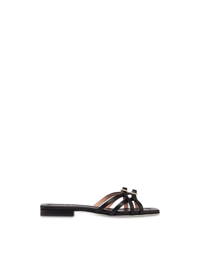Sandali flat in vitello Double BLACK, 38, Pollini