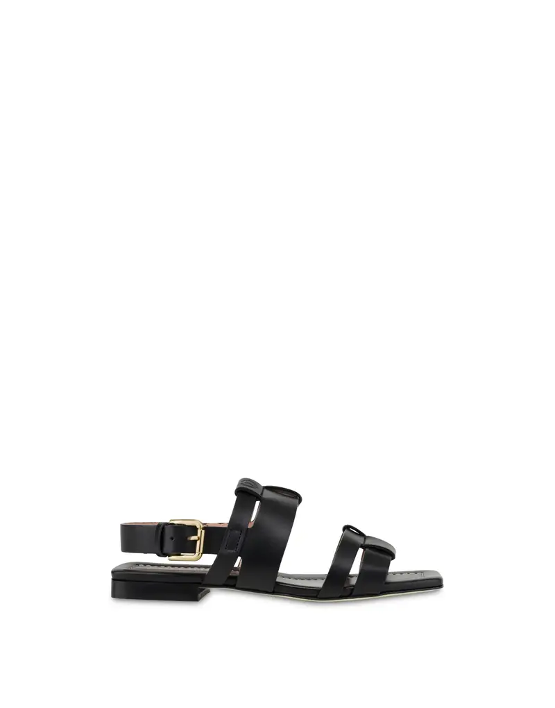 Sandali flat in vitello Overlay BLACK, 39, Pollini