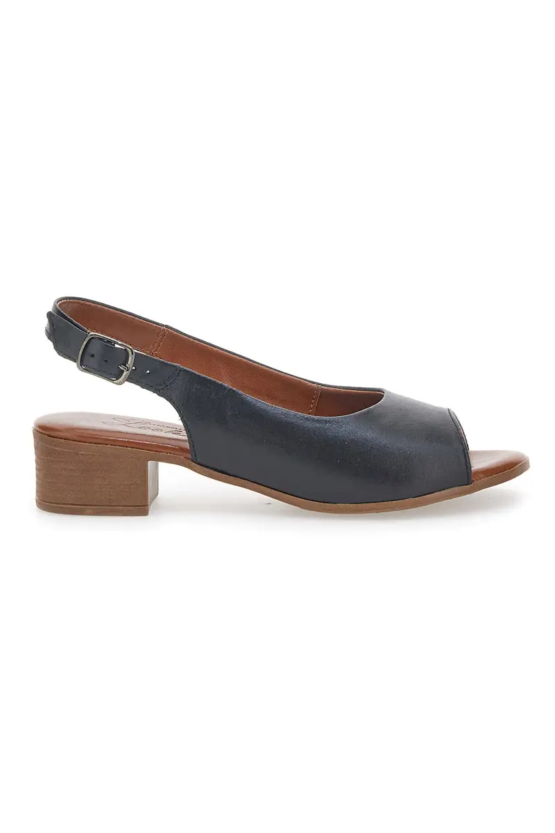 Sandali Flat Neri In Vera Pelle Con Tacco 4 Cm Pittarello Look 243065