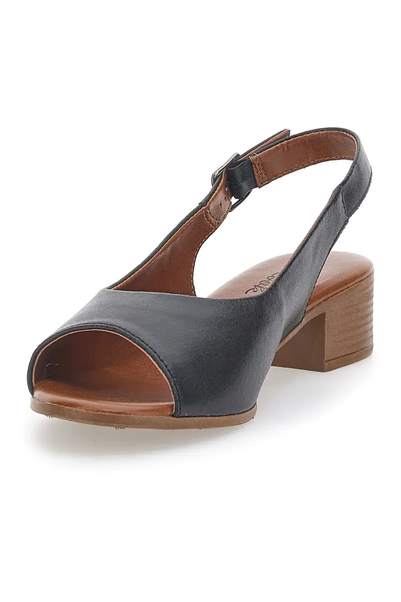 Sandali Flat Neri In Vera Pelle Con Tacco 4 Cm Pittarello Look 243065 miniatura 3