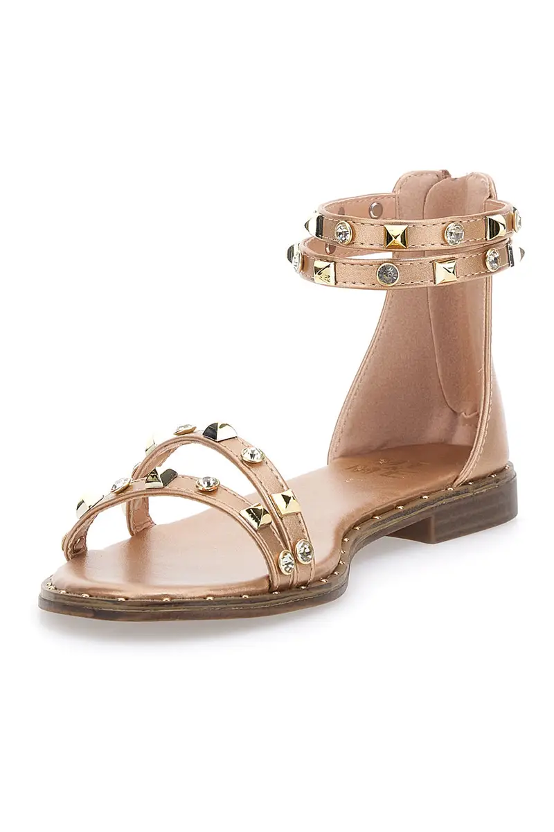 Sandali Flat Oro Rosa Con Borchie Me & Me 2535 miniatura 3