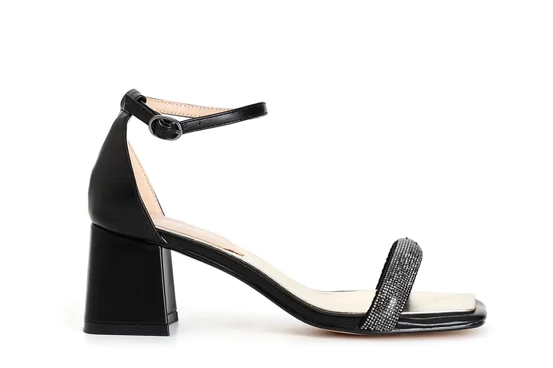 sandali frate con strass chiuso dietro nero