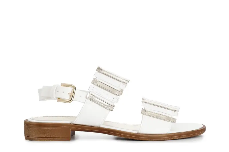 sandali frate con tomaia multi listini bianco/oro