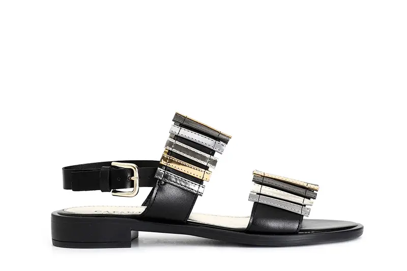 sandali frate con tomaia multi listini multi nero