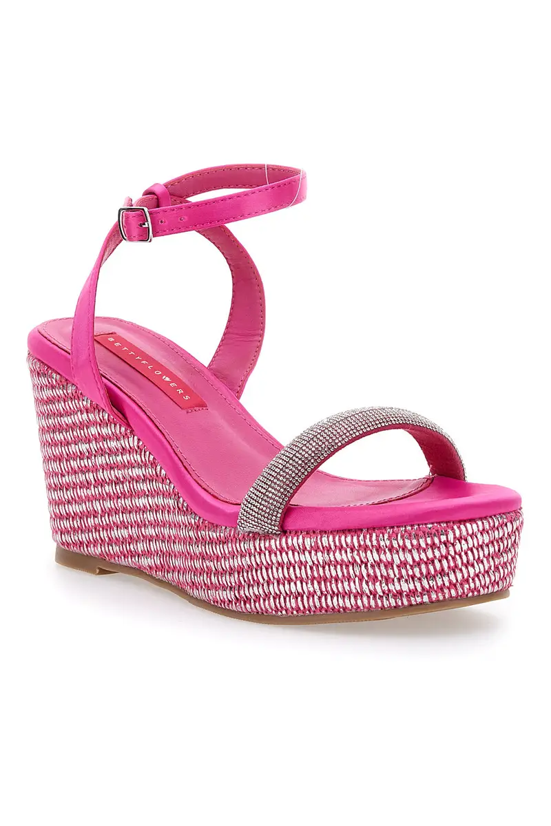Sandali Fuxia Con Cinturino e Zeppa 10 cm Bettyflowers 1402 miniatura 2