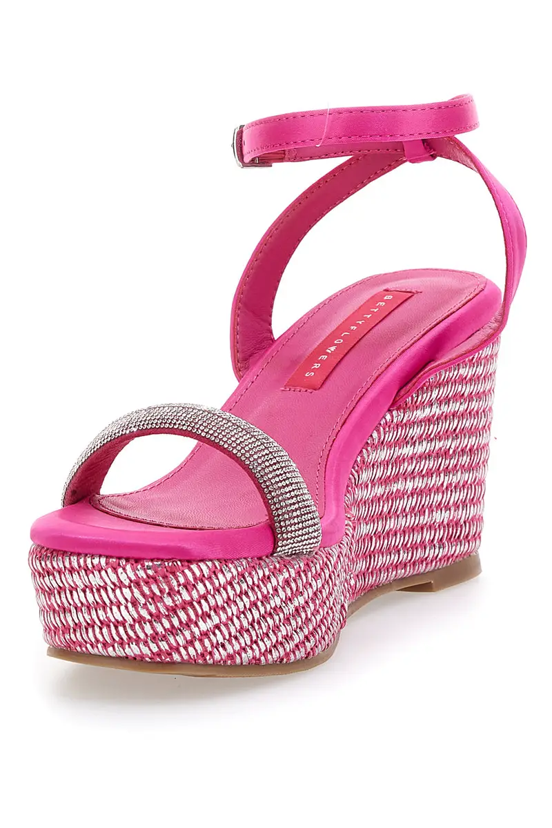 Sandali Fuxia Con Cinturino e Zeppa 10 cm Bettyflowers 1402 miniatura 3