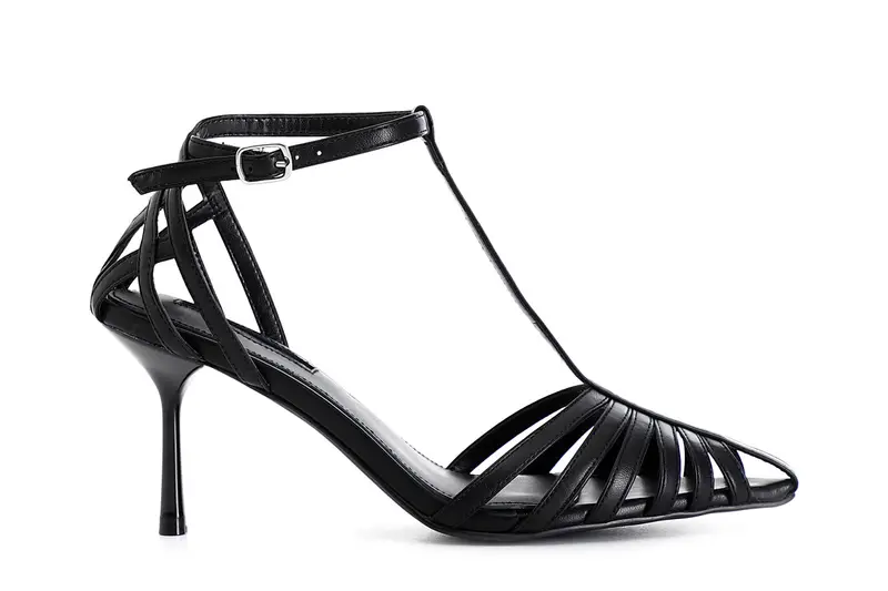 sandali gabbia a "t" nero