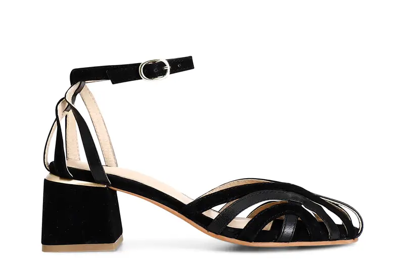 sandali gabbia in pelle nero 40