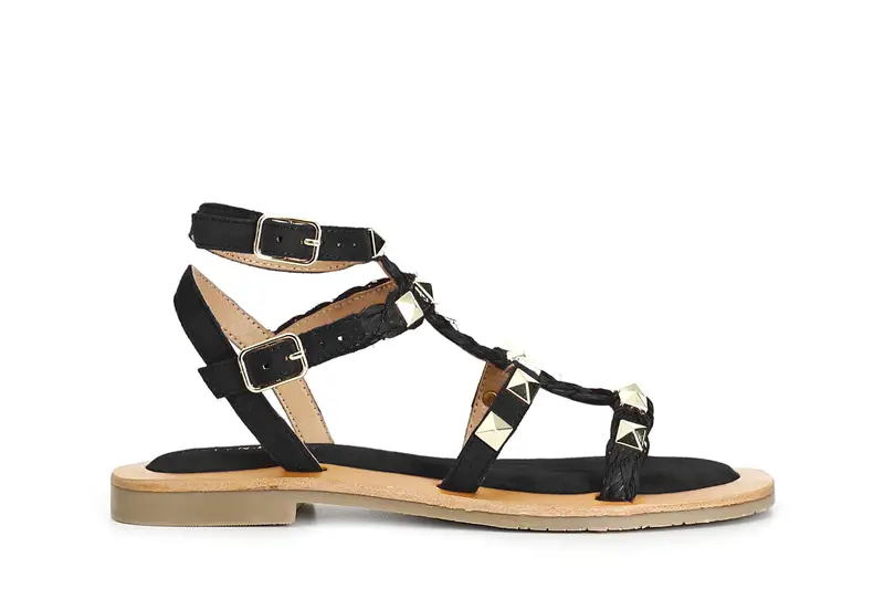 sandali gabbia in pelle scamosciata nero