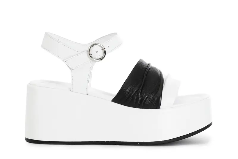 sandali gilda bicolore in pelle bianco/nero