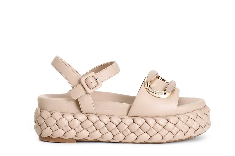 sandali gilda con fondo a treccia e accessorio taupe 38