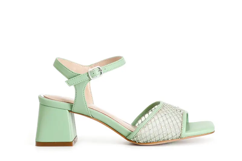 sandali gilda con retina strass verde