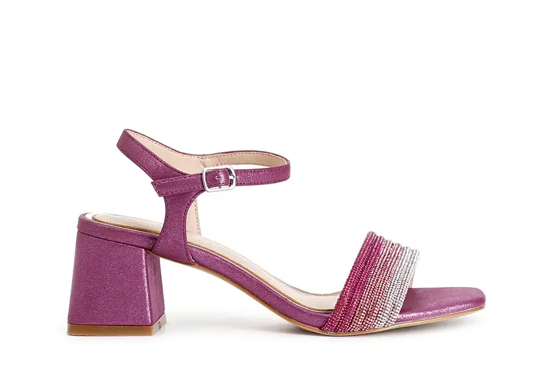 sandali gilda effetto laminato con fasce strass davanti fuxia 37