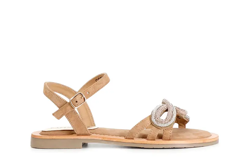 sandali gilda in camoscio con accessorio strass cuoio 37