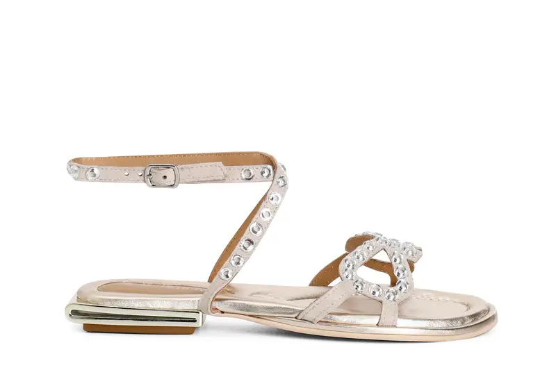 sandali gilda in camoscio con strass beige