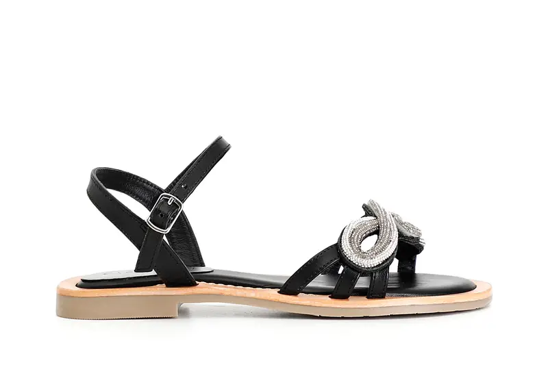 sandali gilda in nappa con accessorio strass nero 36