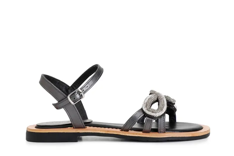 sandali gilda in nappa con accessorio strass nero/nero