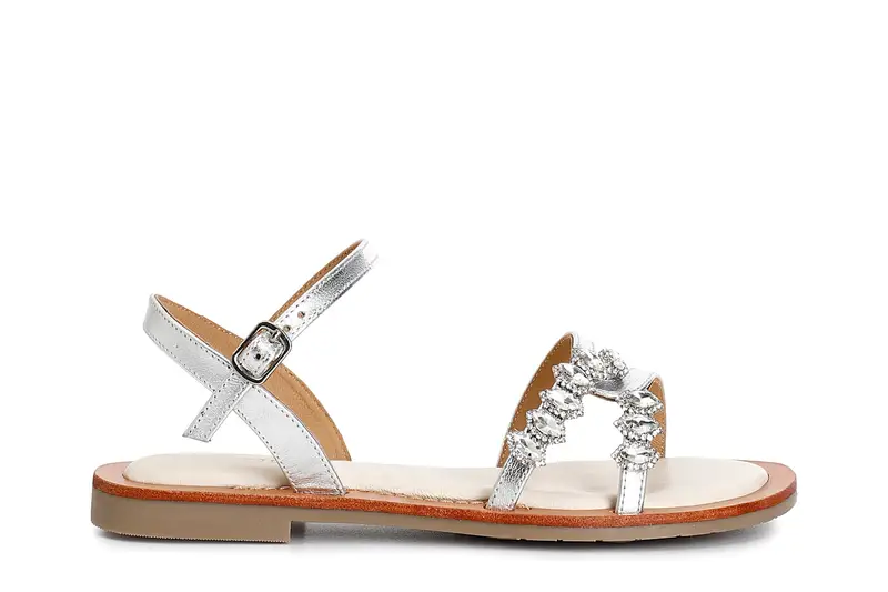 sandali gilda in pelle laminata con accessorio strass argento 40