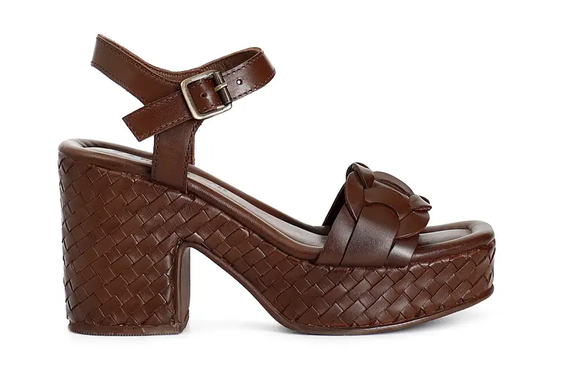 sandali gilda in pelle zeppa fasciata intreccio t.moro 37