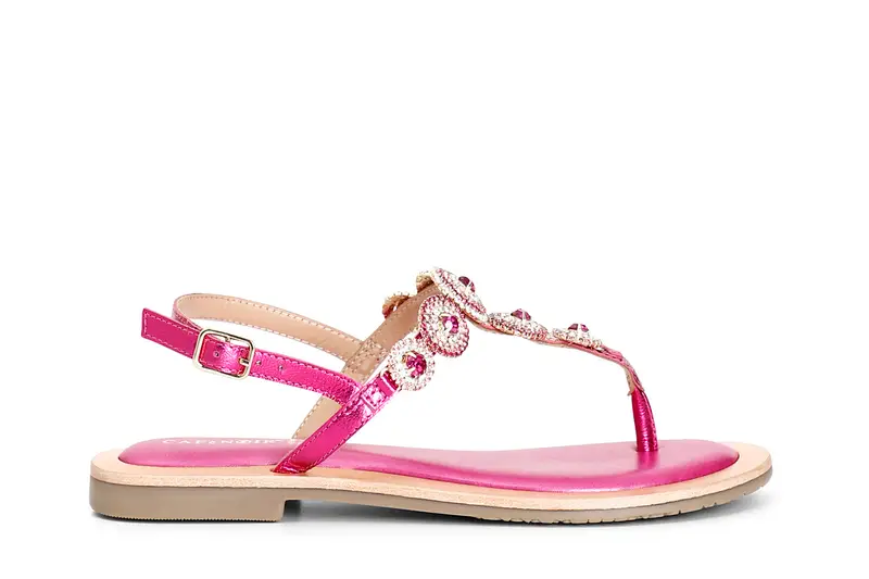 sandali gioiello in pelle fuxia