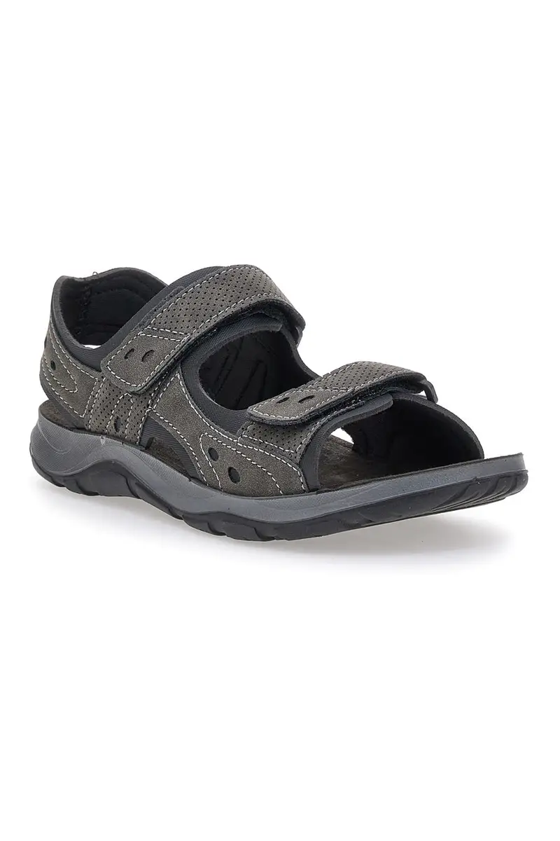 Sandali Grigi Con Strappi e Plantare In Pelle Inblu 08 To miniatura 2