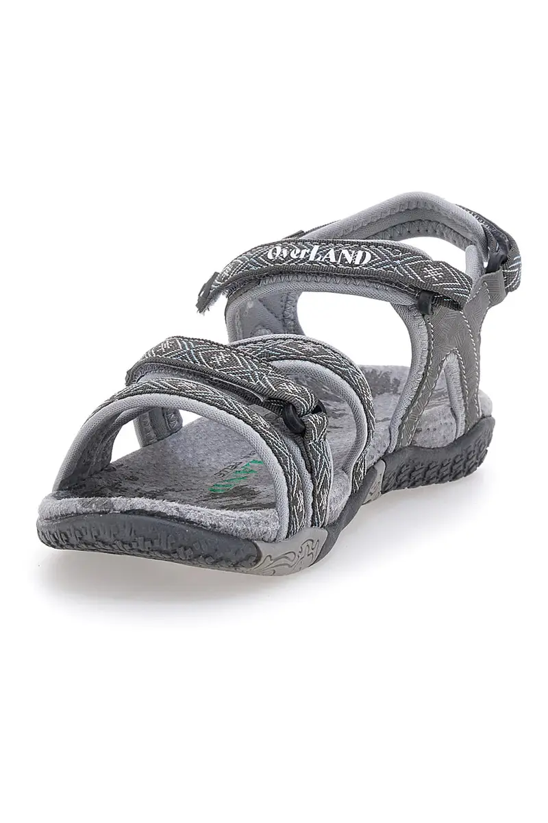 Sandali Grigi Con Strappi In Velcro Overland 22066 miniatura 3