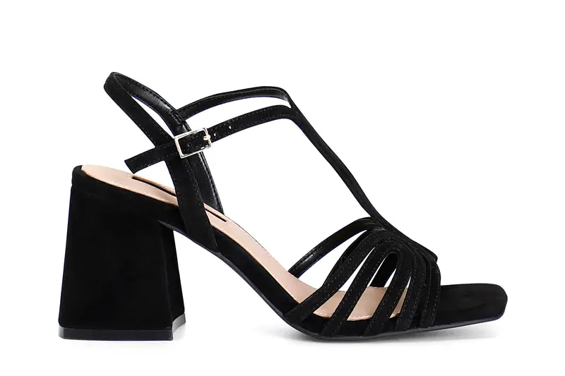 sandali in camoscio a "t" multilistini nero 37