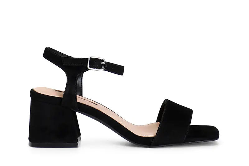 sandali in camoscio con cinturino alla caviglia nero 36